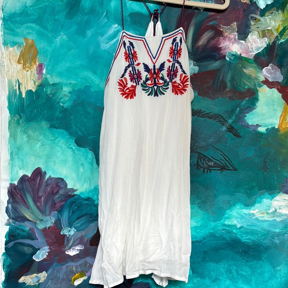 Embroidered White Dress